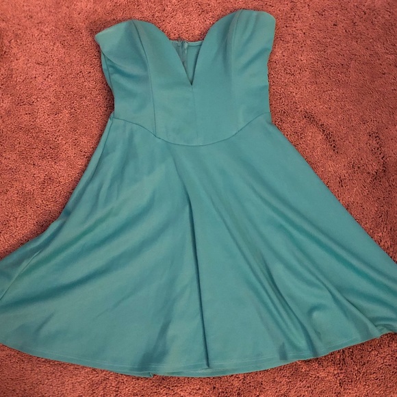 tiffany blue skater dress Tiffany V Neck Skater Scuba Midi Dress Cobalt
